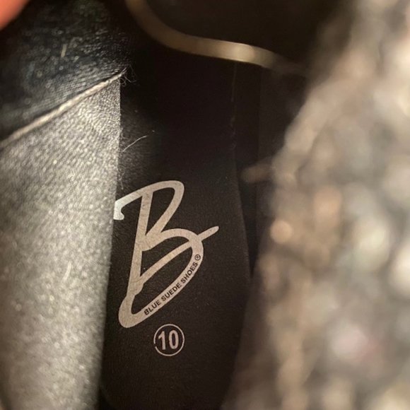 Blue Suede Shoes Sweater Top Lace Up Boots Chunky Heel, size 10 - Picture 11 of 11